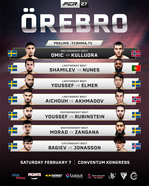 FCR 27 Berggren vs. Samedov Official Fight Card FCR 27 Berggren vs. Samedov Official Fight Card