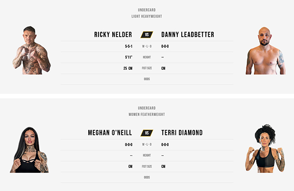 BKFC Fight Night Derby - Cooke vs. Holmes Fight Card BKFC Fight Night Derby - Cooke vs. Holmes Fight Card