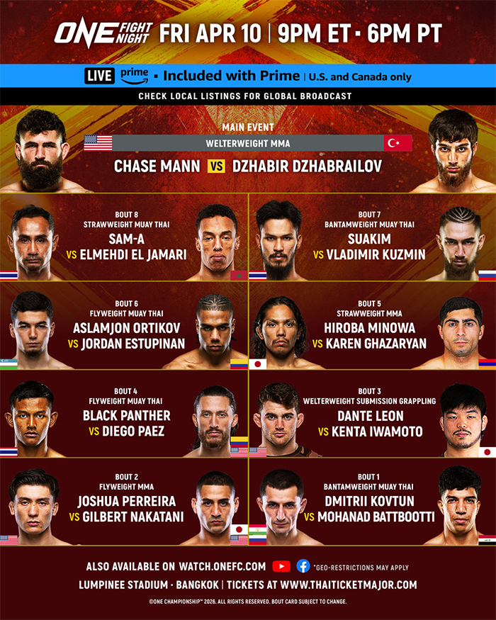  ONE Fight Night 42 - Mann vs. Dzhabrailov Official Fight Card