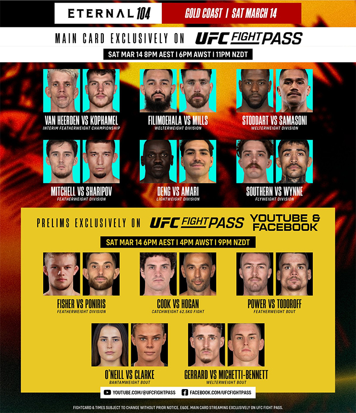  Eternal MMA 104 - Kophamel vs. Van Heerden - Official Fight Card
