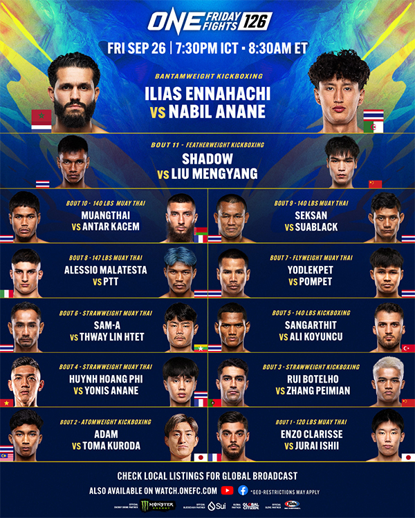  ONE Friday Fights 126 - Ennahachi vs. Anane Official Fight Card