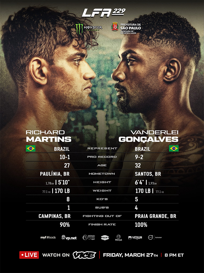  LFA 229 - Martins vs Goncalves Official Tale Of The Tape