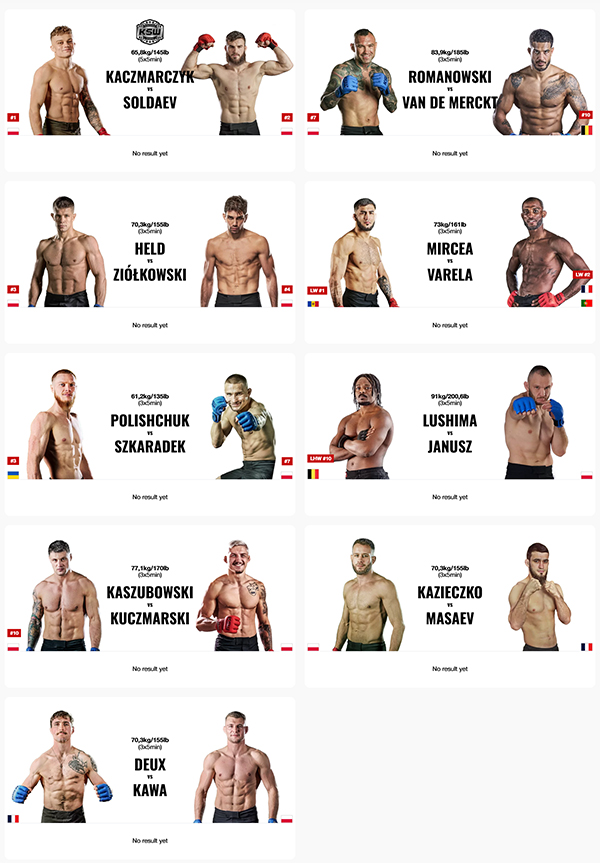  KSW 112 - Kaczmarczyk vs. Soldaev Official Fight Card