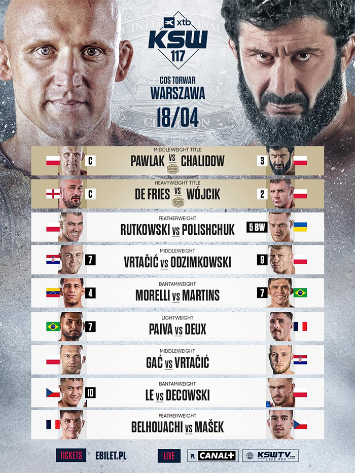  KSW 117 - Pawlak vs. Khalidov Official Fight Card