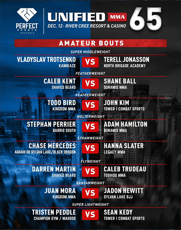  Unified MMA 65 - Lee vs. Chavez Official Amateur Fight Card