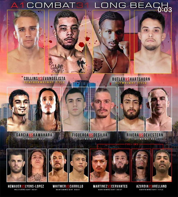  Urijah Fabers A1 Combat 31 Collins vs. Evangelista Official Fight Card