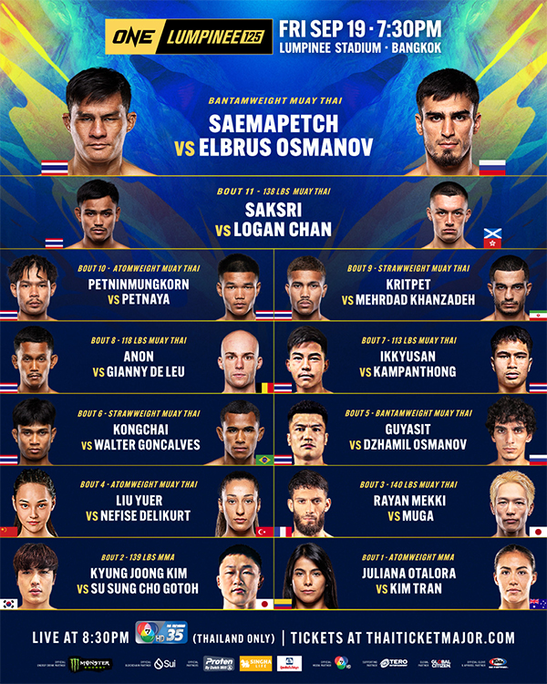  ONE Friday Fights 125 - Saemapetch vs. Osmanov Official Fight Card