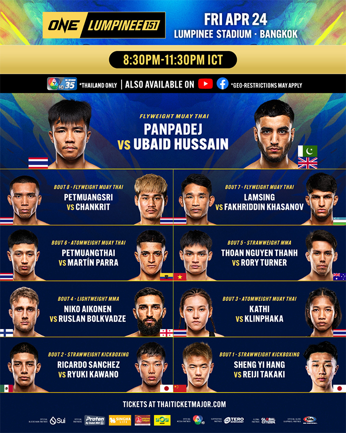  ONE Friday Fights 151 - Panpadej vs. Hussain Official Fight Card