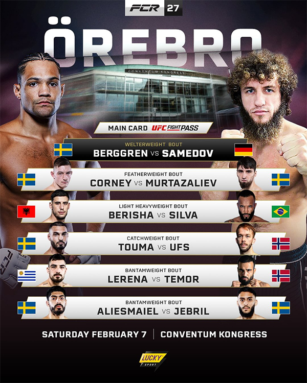 FCR 27 Berggren vs. Samedov Official Fight Card FCR 27 Berggren vs. Samedov Official Fight Card