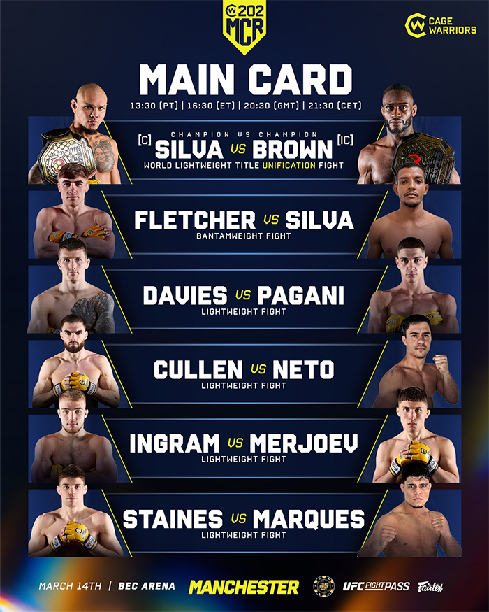  Cage Warriors 202 - Silva vs. Brown - Official Fight Card