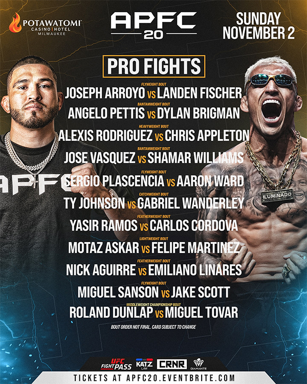 Anthony Pettis FC 20 - Milwaukee Fight Night 9 - Dunlap vs. Tovar Official Fight Card Main Card  Anthony Pettis FC 20 - Milwaukee Fight Night 9 - Dunlap vs. Tovar Official Fight Card Main Card