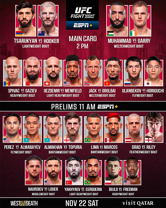  UFC Fight Night 265 Tsarukyan vs. Hooker Fight Card