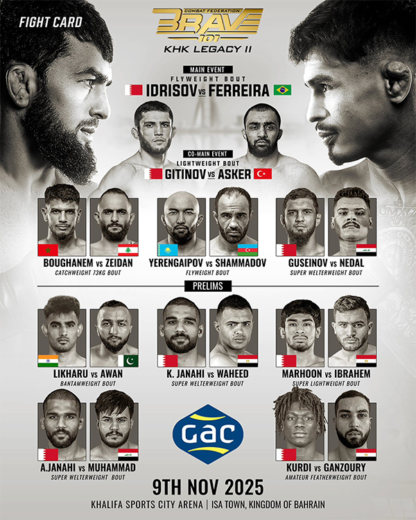  BRAVE CF 101 - Taylor vs. Israilov Official Fight Card