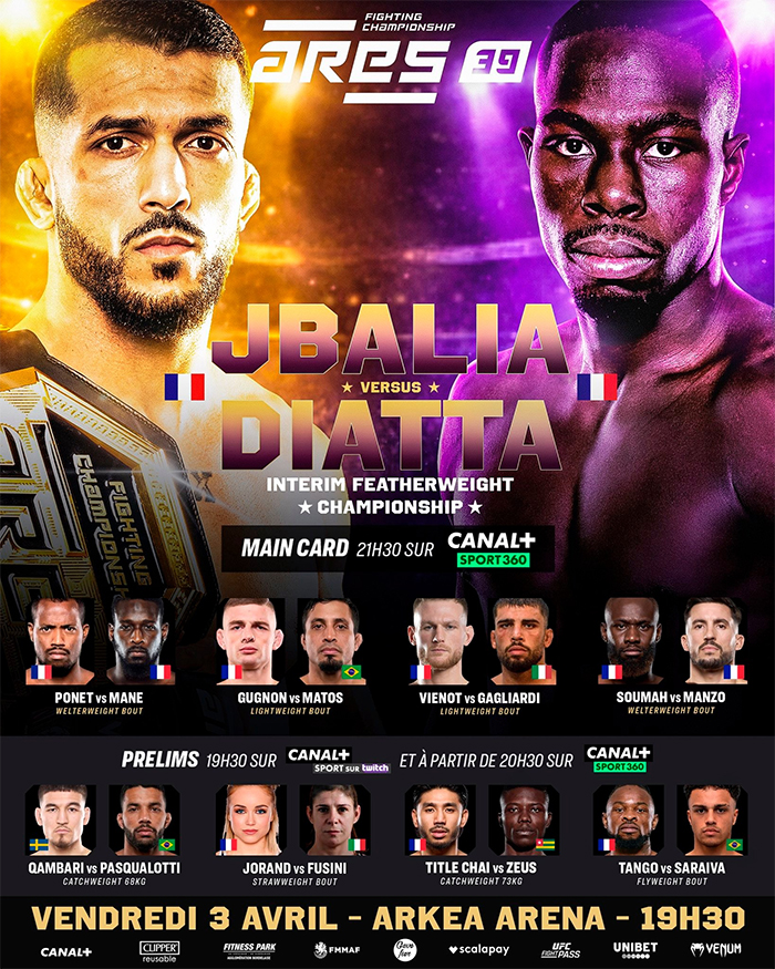 Ares FC 39 - Jbalia vs. Diatta Official Fight Card