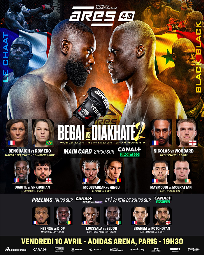  Ares FC 40 - Begai vs. Diakhate 2 Official Fight Card