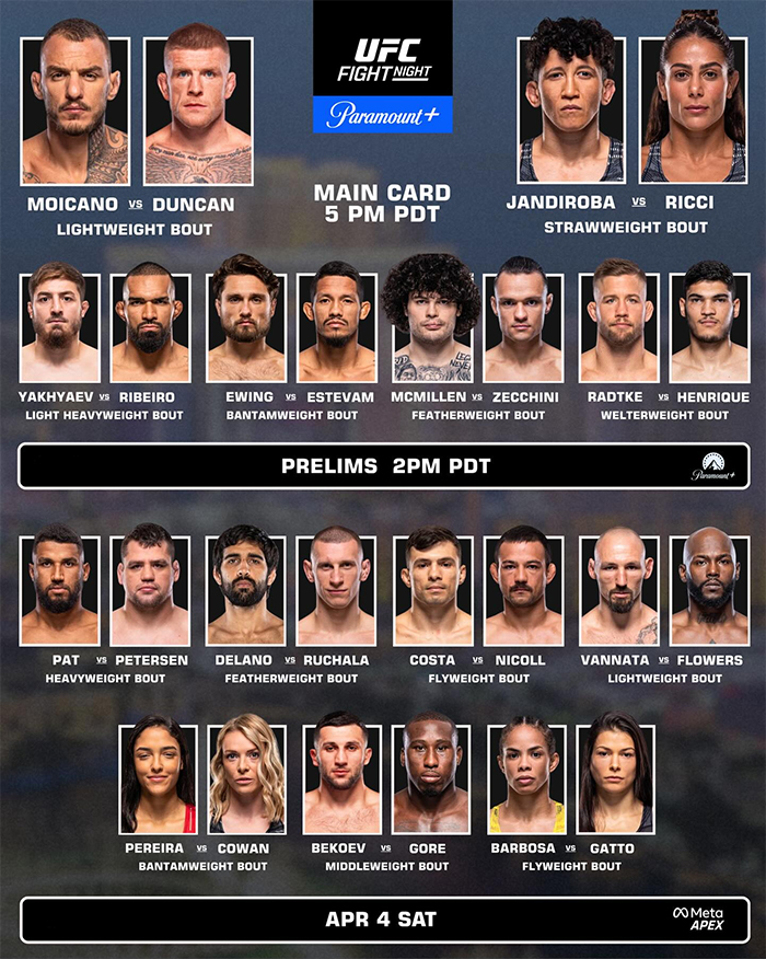  UFC Fight Night 272 - Moicano vs. Duncan Fight Card
