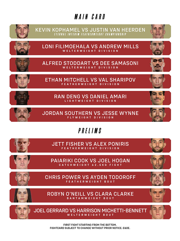  Eternal MMA 104 - Kophamel vs. Van Heerden - Official Fight Card
