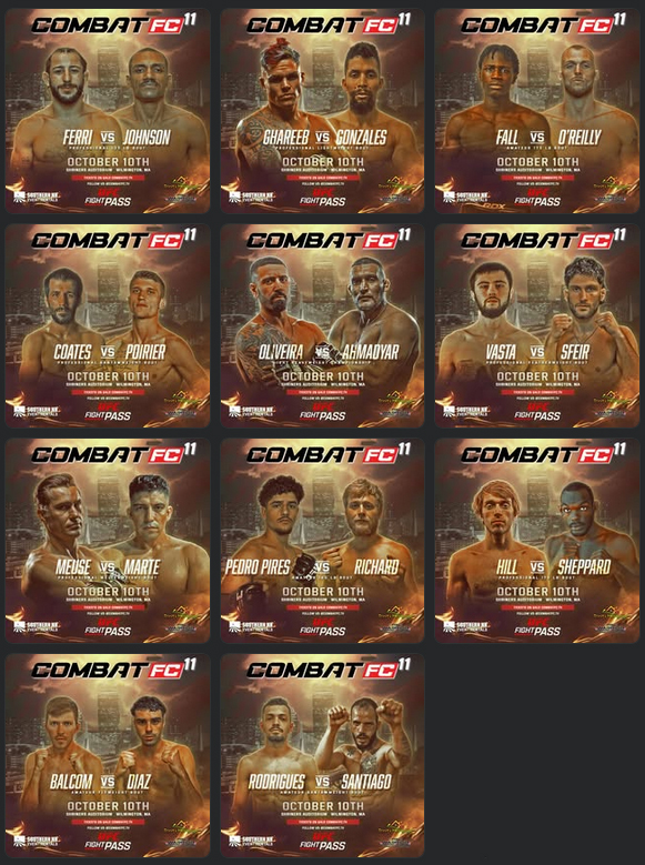  Combat FC 11 - Oliveira vs. Ahmadyar Fight Card