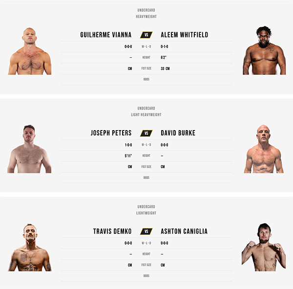 BKFC Fight Night 32 Mohegan Sun - Porter vs. Garrett Official Fight Card BKFC Fight Night 32 Mohegan Sun - Porter vs. Garrett Official Fight Card