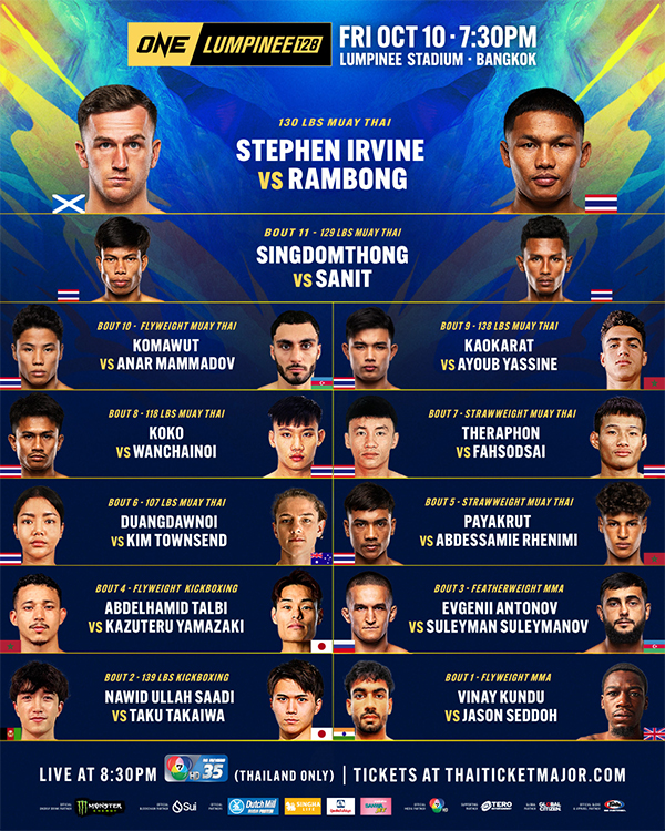  ONE Friday Fights 128 - Irvine vs. Rambong Official Fight Card