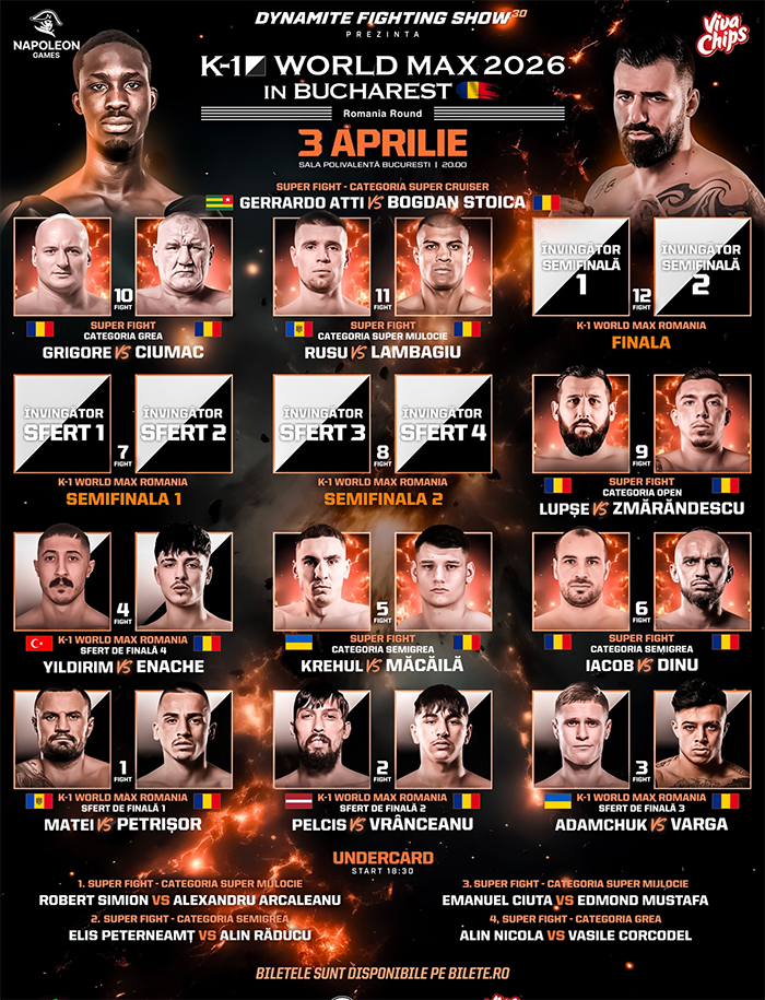  K-1 2026 WORLD MAX 2026 in Bucharest Official Fight Card