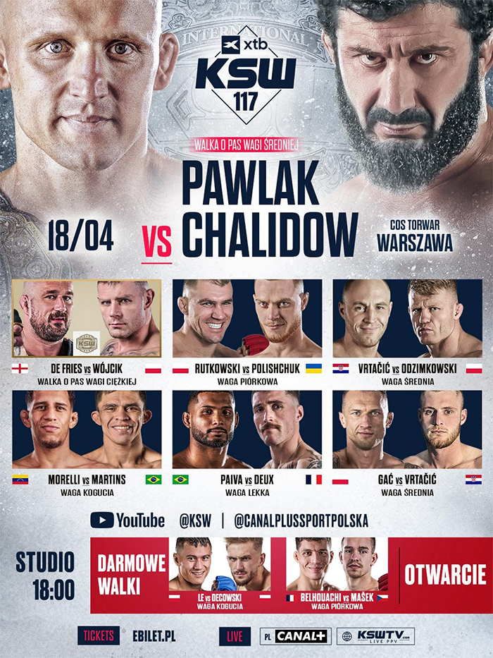 KSW 117 - Pawlak vs. Khalidov Official Fight Card KSW 117 - Pawlak vs. Khalidov Official Fight Card