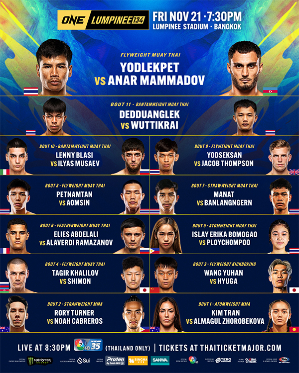  ONE Friday Fights 134 Yodlekpet vs. Mammadov Official Fight Card