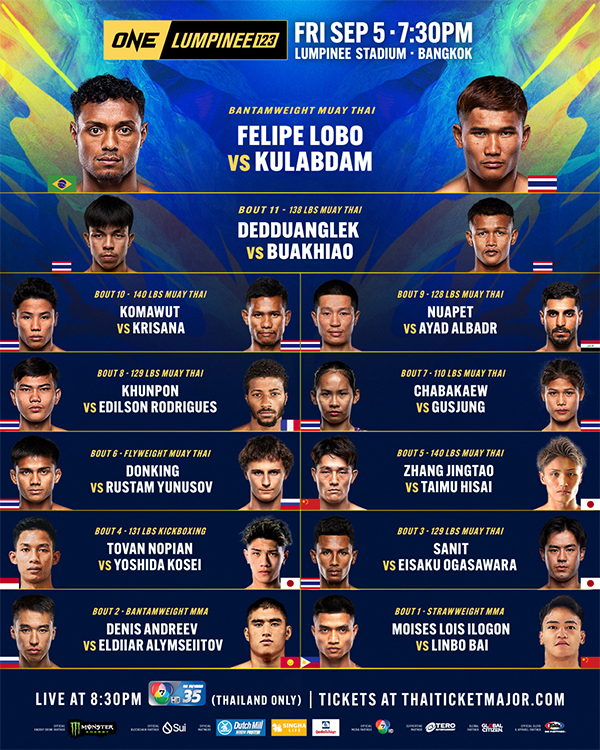  ONE Friday Fights 123 - Lobo vs. Kulabdam Fight Card