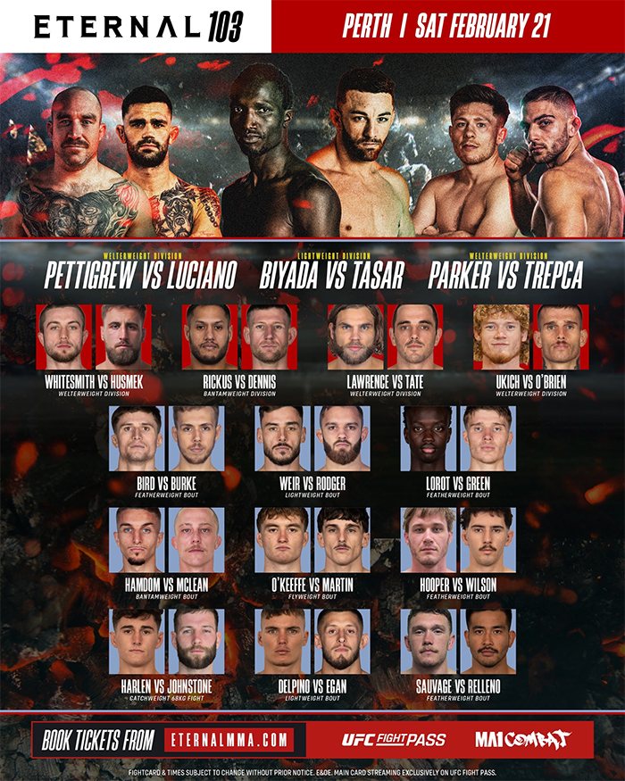  Eternal MMA 103 - Biayda vs. Tasar - Official Fight Card