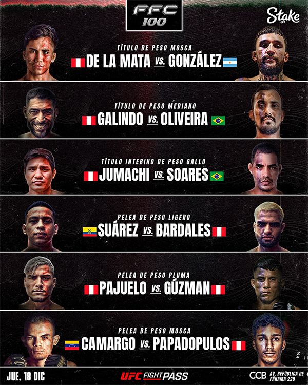 Fusion FC 100 - de la Mata vs. Gonzalez - Official Fight Card Fusion FC 100 - de la Mata vs. Gonzalez - Official Fight Card