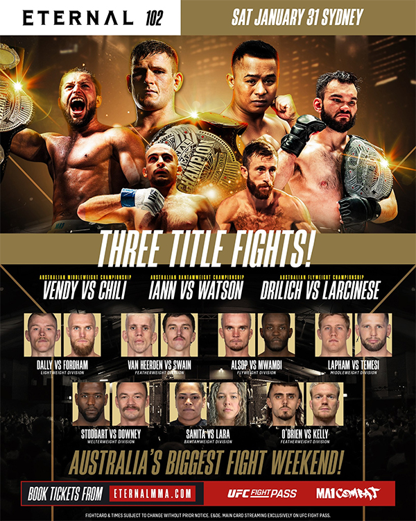 Eternal MMA 102 - Vendy vs. Chili - Official Fight Card Eternal MMA 102 - Vendy vs. Chili - Official Fight Card