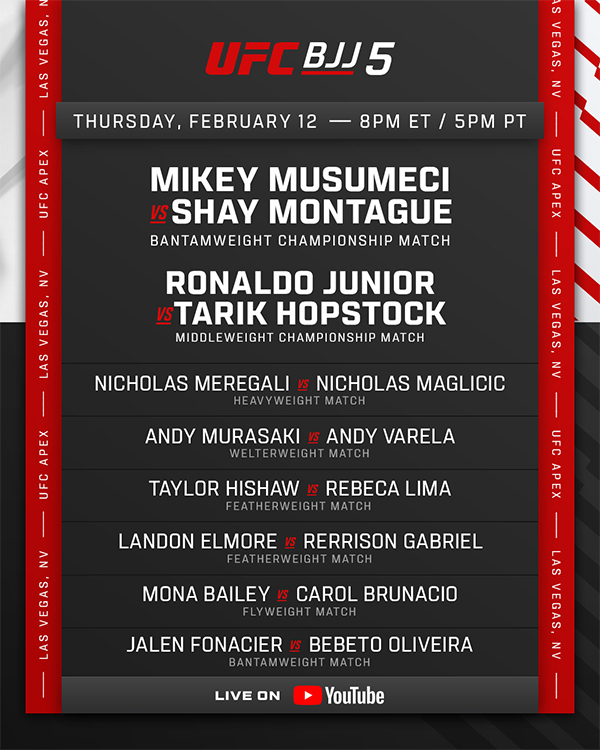  UUFC BJJ 5 - Musumeci vs. Montague - Official Fight Card