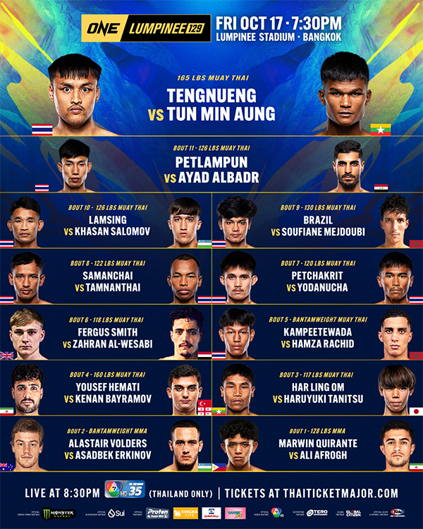  ONE Friday Fights 129 - Tengnueng vs. Tun Min Aung Official Fight Card