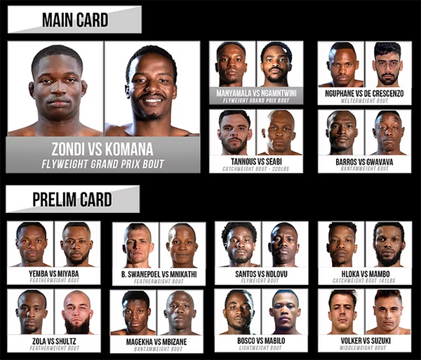  EFC 130 - Zondi vs. Komana Official Fight Card