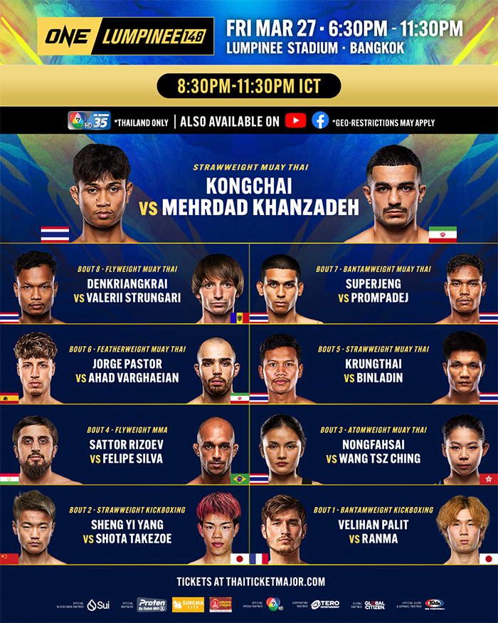  ONE Friday Fights 148 - Kongchai vs. Khanzadeh Official Fight Card