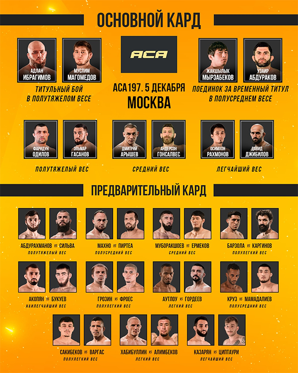  ACA 197 - Ibragimov vs. Magomedov Official Fight Card