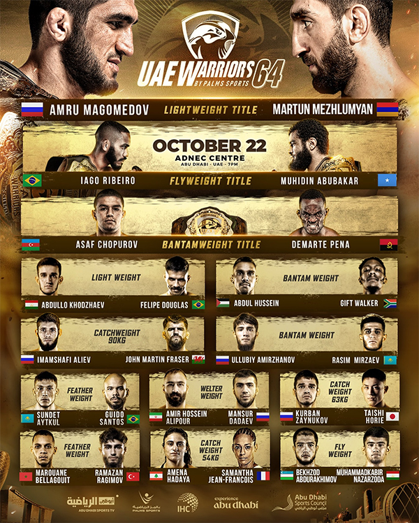  UAE Warriors 64 Magomedov vs. Mezhlumyan Official Fight Card