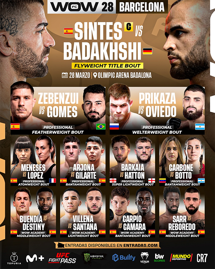  WOW 28 Barcelona - Sintes vs. Badakhshi - Official Fight Card