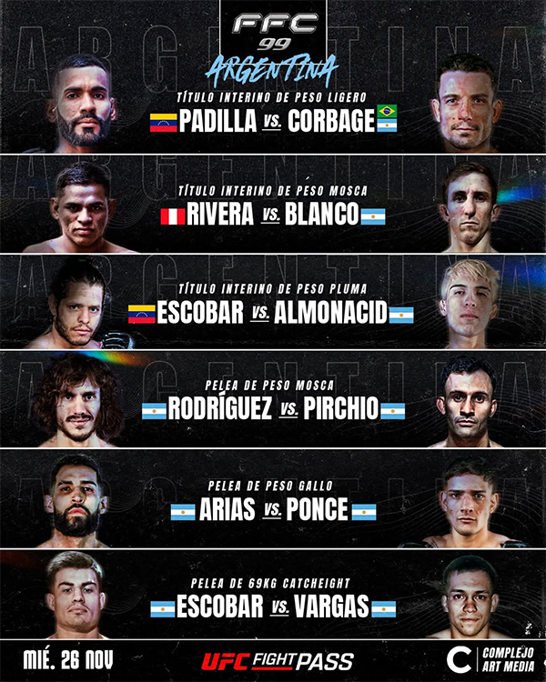 Fusion FC 99 - Padilla vs. Corbage - Official Fight Card Fusion FC 99 - Padilla vs. Corbage - Official Fight Card