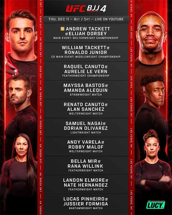  UFC BJJ 4 - Tackett vs. Dorsey - Official Fight Card