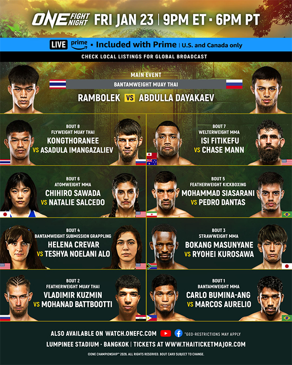 ONE Fight Night 39 - Rambolek vs. Dayakaev Official Fight Card