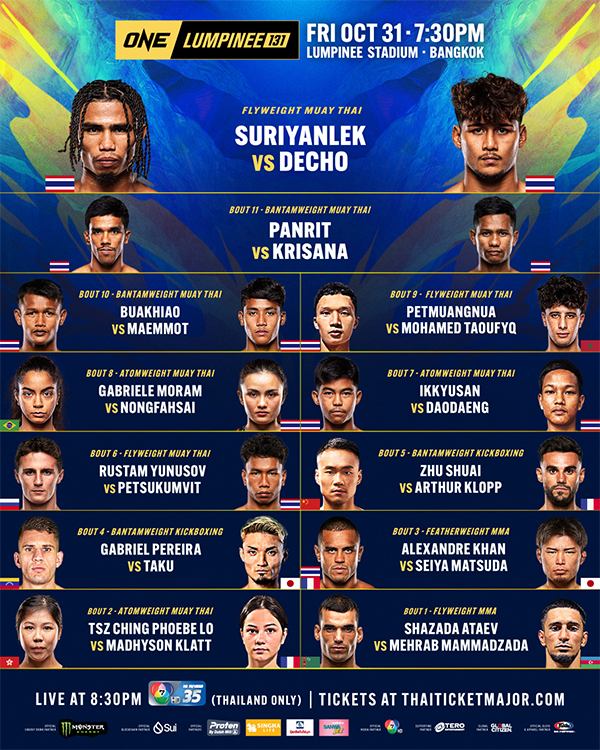  ONE Friday Fights 131 Suriyanlek vs. Decho 2 Official Fight Card