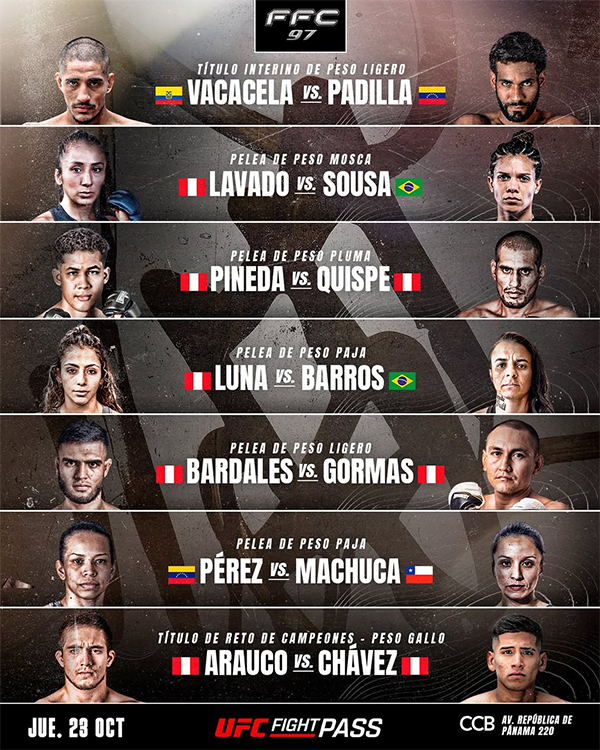 Fusion FC 97 - Vacacela vs. Padilla - Official Fight Card Fusion FC 97 - Vacacela vs. Padilla - Official Fight Card