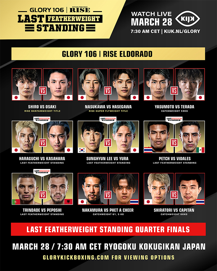  Glory 106 Last Featherweight Standing - Official Fight Card