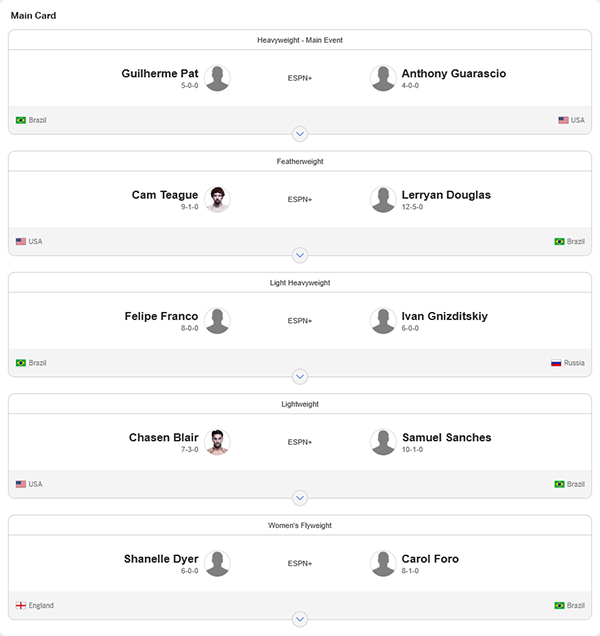  Dana Whites Contender Series 2025 Season 9 - Week 5 - Asplund vs. Guarascio Official Fight Card