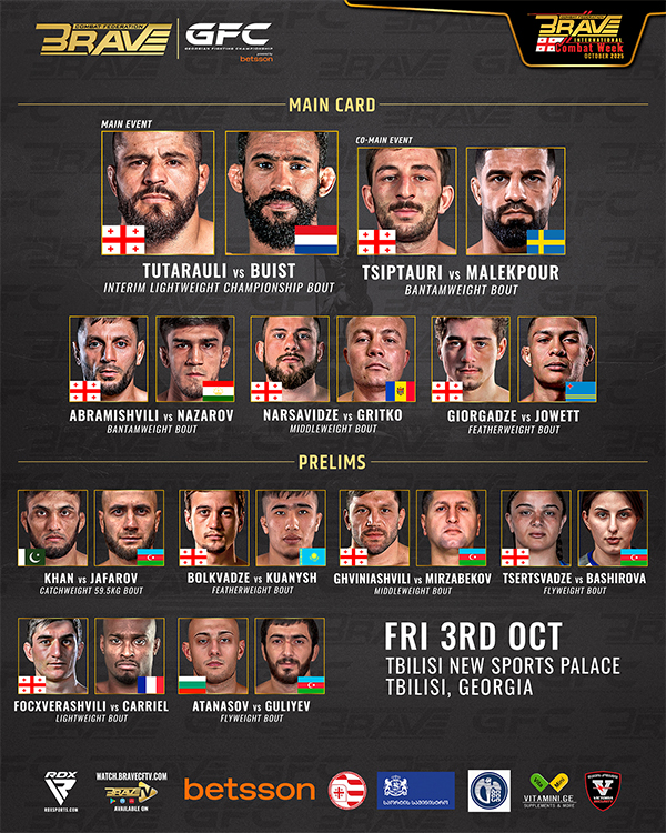  BRAVE CF Georgia vs. The World Official Fight Card