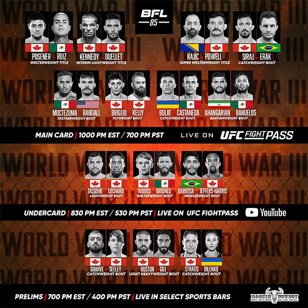 BFL 85 - Posener vs. Ruiz Official Fight Card BFL 85 - Posener vs. Ruiz Official Fight Card