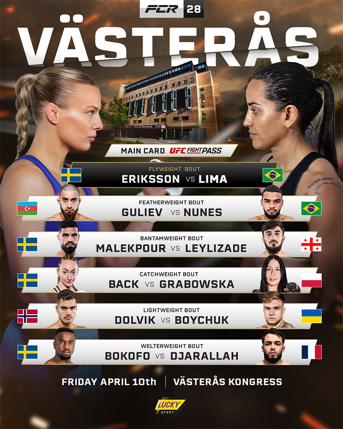  FCR 28 - Eriksson vs. Lima Official Fight Card