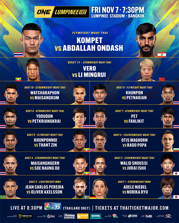  ONE Friday Fights 132 Kompetch vs. Ondash Official Fight Card