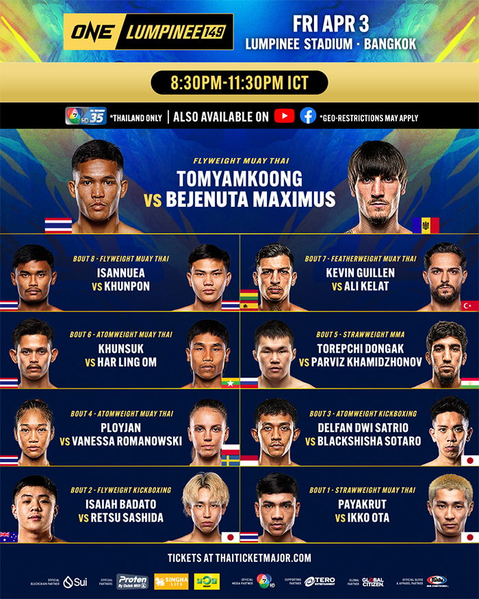  ONE Friday Fights 149 - Tomyamkoong vs. Maximus Official Fight Card